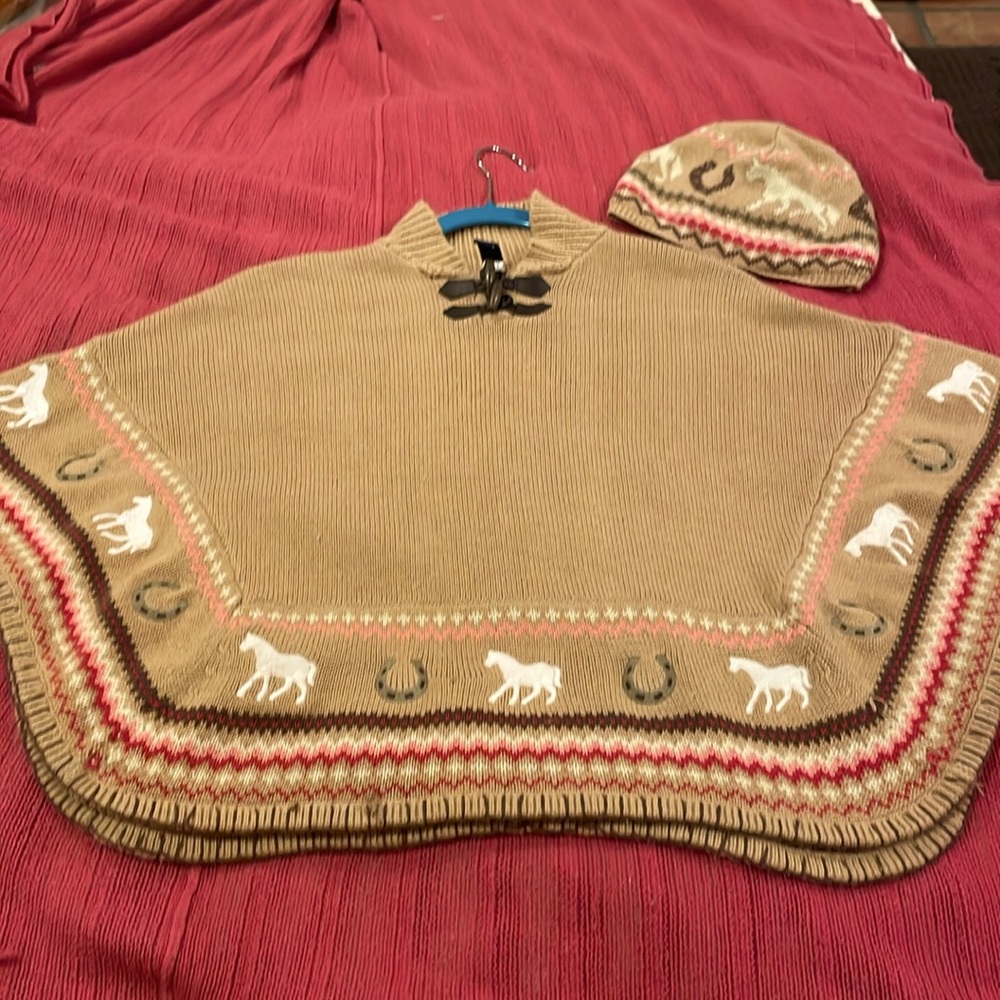 Poncho baby GAP Horse & Pony with matching beanie